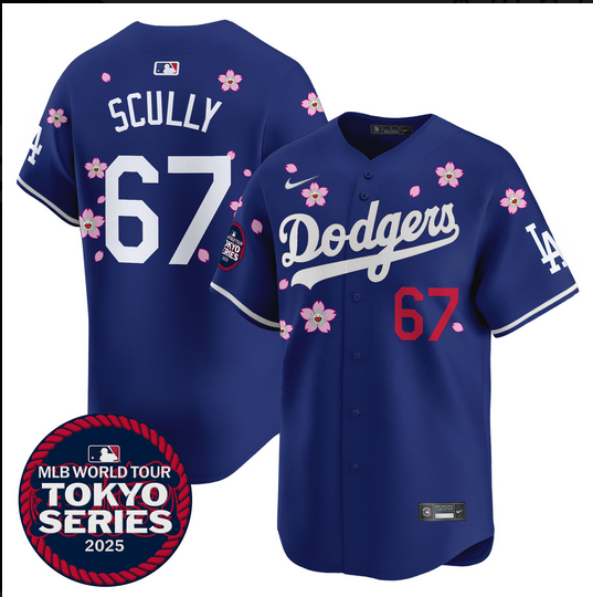 Men Los Angeles Dodgers #67 Scully Tokyo Series 2025 blue Limited Stitched Jersey